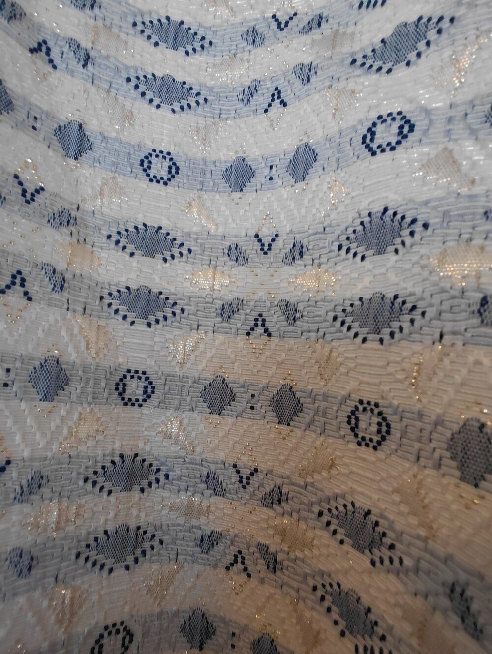 Woven Blue & White Patterned A Line Skirt - Picture 3 of 9